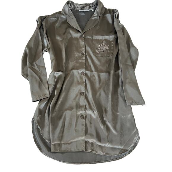 Victoria's Secret sleepshirt women’s size Med metallic brown VTG  1997 Button up - Picture 1 of 7